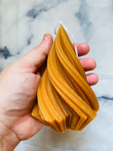 Load image into Gallery viewer, Swirl Christmas Tree Beeswax Candle