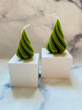 Load image into Gallery viewer, Swirl Christmas Tree Beeswax Candle