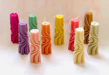 Load image into Gallery viewer, Psychedelic Swirl Taper Beeswax Candle
