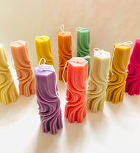 Load image into Gallery viewer, Psychedelic Swirl Taper Beeswax Candle