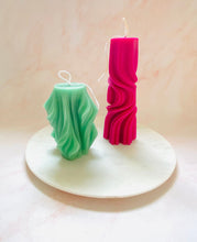Load image into Gallery viewer, Psychedelic Swirl Taper Beeswax Candle