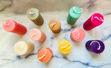 Load image into Gallery viewer, Colourful Ridged Pillar Beeswax Candle