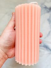 Load image into Gallery viewer, Colourful Ridged Pillar Beeswax Candle