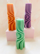 Load image into Gallery viewer, Psychedelic Swirl Taper Beeswax Candle