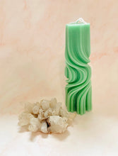 Load image into Gallery viewer, Psychedelic Swirl Taper Beeswax Candle