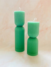 Load image into Gallery viewer, Hourglass Ridged Pillar Beeswax Candle