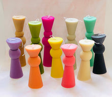 Load image into Gallery viewer, Art Deco Ridged Pillar Beeswax Candle