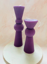 Load image into Gallery viewer, Art Deco Ridged Pillar Beeswax Candle