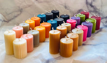 Load image into Gallery viewer, Neutrals Ridged Pillar Beeswax Candle