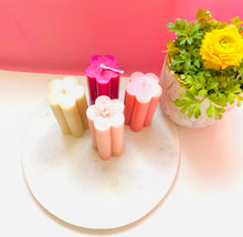 Load image into Gallery viewer, Flower Pillar Beeswax Candle