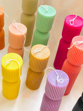 Load image into Gallery viewer, Hourglass Ridged Pillar Beeswax Candle