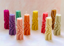 Load image into Gallery viewer, Psychedelic Swirl Taper Beeswax Candle