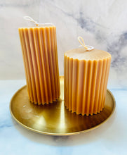 Load image into Gallery viewer, Neutrals Ridged Pillar Beeswax Candle