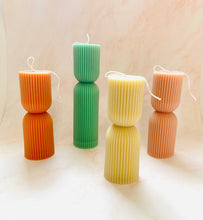 Load image into Gallery viewer, Hourglass Ridged Pillar Beeswax Candle