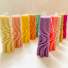 Load image into Gallery viewer, Psychedelic Swirl Taper Beeswax Candle