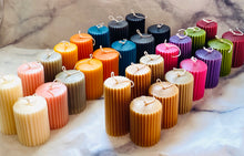 Load image into Gallery viewer, Neutrals Ridged Pillar Beeswax Candle