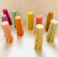 Load image into Gallery viewer, Psychedelic Swirl Taper Beeswax Candle