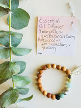 Load image into Gallery viewer, Amazonite & Feather Essential Oil Diffuser Bracelet