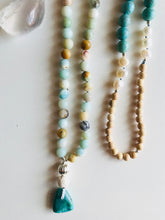 Load image into Gallery viewer, Amazonite Turquoise Pearl Magnesite & Rosewood Mala