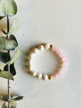 Load image into Gallery viewer, Rose Quartz & Howlite Essential Oil Diffuser Bracelet