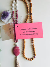 Load image into Gallery viewer, Rhondonite, Jade & Rosewood Mala Necklace