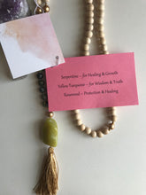 Load image into Gallery viewer, Turquoise, Serpentine & Rosewood Mala Necklace