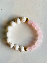Load image into Gallery viewer, Rose Quartz & Howlite Essential Oil Diffuser Bracelet