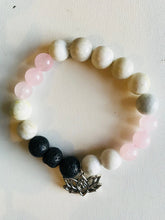 Load image into Gallery viewer, Rose Quartz, Jade & Hamsa Essential Oil Diffuser Bracelet