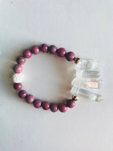 Load image into Gallery viewer, Rhodonite & Aura Crystal Quartz Essential Oil Diffuser Bracelet