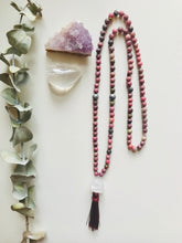 Load image into Gallery viewer, Rhodonite & Crystal Quartz Mala Necklace