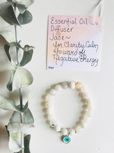 Load image into Gallery viewer, Jade & Evil Eye Essential Oil Diffuser Bracelet