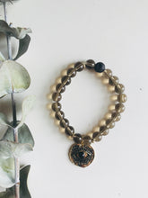 Load image into Gallery viewer, Smoky Quartz & Evil Eye Essential Oil Diffuser Bracelet
