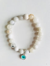 Load image into Gallery viewer, Jade & Evil Eye Essential Oil Diffuser Bracelet
