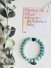 Load image into Gallery viewer, Amazonite Essential Oil Diffuser Bracelet with Evil Eye