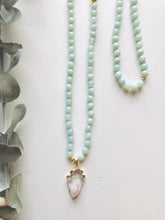 Load image into Gallery viewer, Amazonite and Crystal Quartz Arrowhead Mala