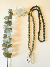 Load image into Gallery viewer, Dalmatian Jasper, Black Onyx & Crystal Quartz Mala Necklace