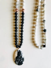 Load image into Gallery viewer, Zebra Jasper, Mountain Jade & Agate Mala Necklace