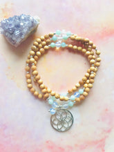 Load image into Gallery viewer, Seed of Life Opal, Crystal Quartz & Rosewood Mala Necklace