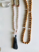 Load image into Gallery viewer, Rose Quartz, Smoky Quartz & Rosewood Mala Necklace