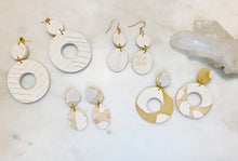 Load image into Gallery viewer, Naturals and Whites Polymer Clay & Brass Earrings
