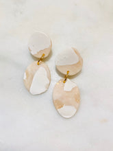 Load image into Gallery viewer, Naturals and Whites Polymer Clay & Brass Earrings
