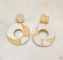 Load image into Gallery viewer, Naturals and Whites Polymer Clay & Brass Earrings