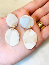 Load image into Gallery viewer, Naturals and Whites Polymer Clay & Brass Earrings
