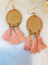 Load image into Gallery viewer, Tans and Pinks Polymer Clay & Brass Earrings