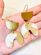 Load image into Gallery viewer, Tans and Pinks Polymer Clay & Brass Earrings