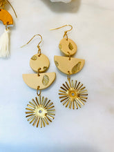 Load image into Gallery viewer, Tans and Pinks Polymer Clay & Brass Earrings