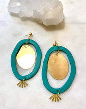 Load image into Gallery viewer, Green Polymer Clay & Brass Earrings