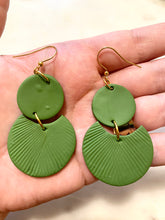 Load image into Gallery viewer, Green Polymer Clay & Brass Earrings