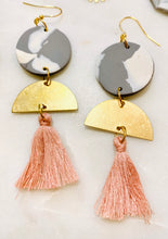 Load image into Gallery viewer, Greys Polymer Clay & Brass Earrings