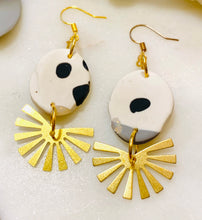 Load image into Gallery viewer, Greys Polymer Clay & Brass Earrings